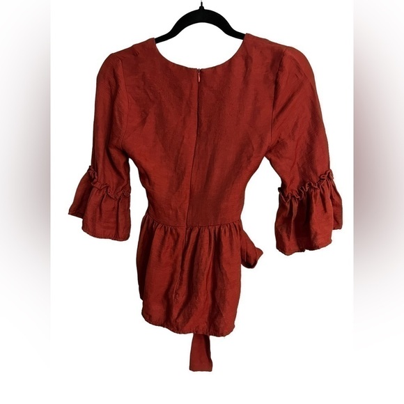 Anthropologie MOON RIVER Wrap Tie Front Bell Sleeves Blouse - Picture 3 of 5